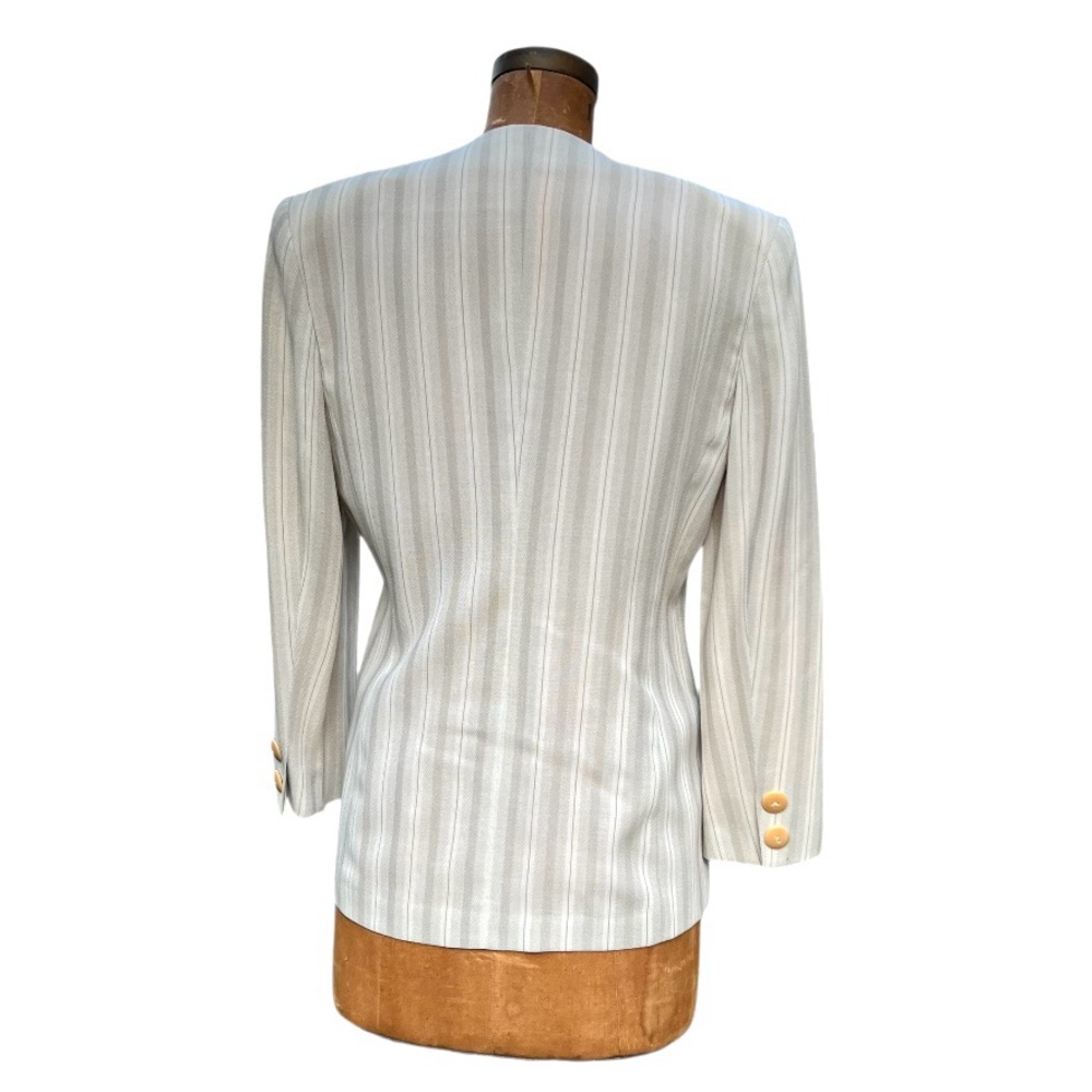 Vintage M Dequin PARIS Striped Double Breasted Blazer Old Money Quiet Luxury 90’ - Picture 4 of 17